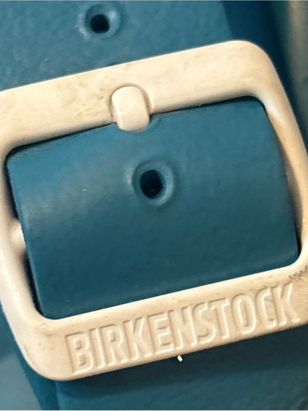 Birkenstock Arizona Teal Blue Two-Strap Slide Sandals - Picture 7 of 8